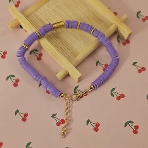 Purple and Gold Beaded Bracelet